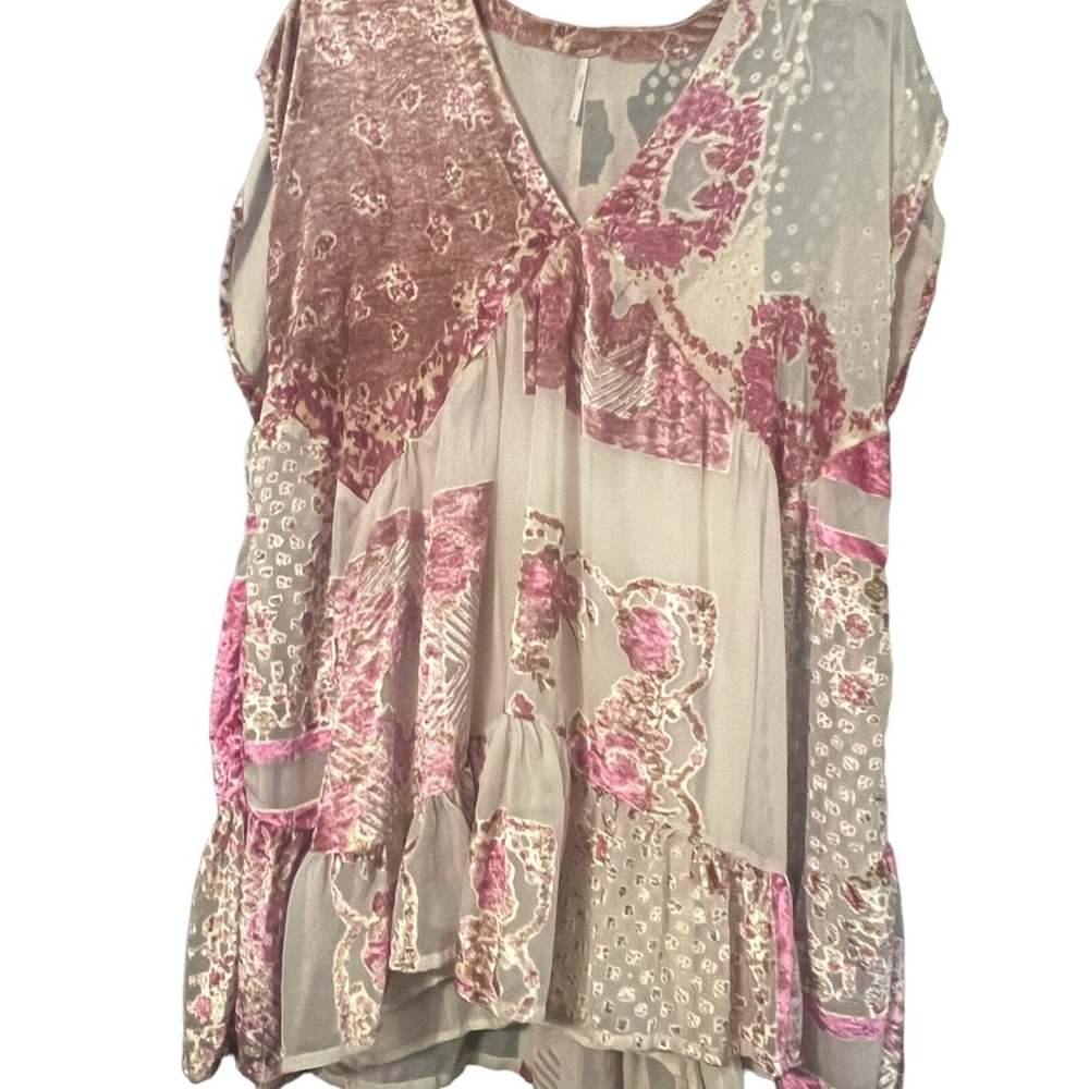 Free People patch work velvet dress, size Large